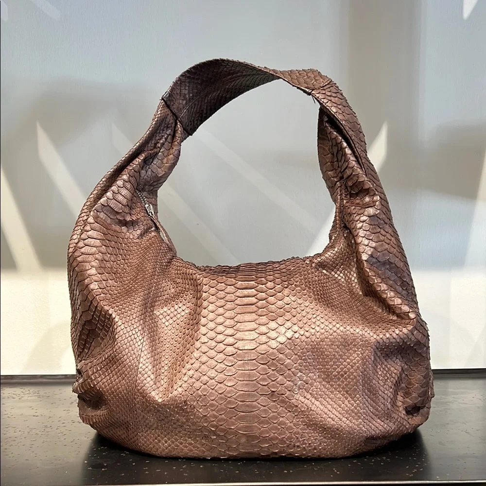 Mocha Python Hobo Bag - Picture 3 of 7